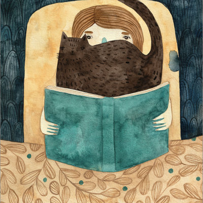 ILUSTRAÇÃO "READING WITH MY CAT" MIRJAM SIIM