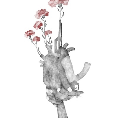 ILUSTRAÇÃO AZUL "DUAS MÃOS CHEIAS DE FORÇA" MARIA JOÃO FARIA