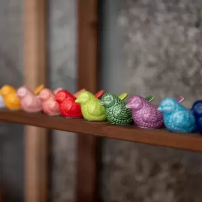 PASSARINHO CERÂMICA VASOS QUADRADOS