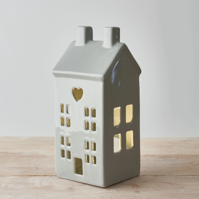 CASA CINZENTA CORAÇAO COM LUZ LED 21CM GAINSBOROUGH GIFTWARE