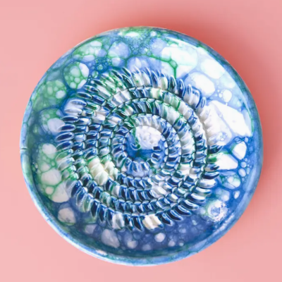 PRATO RALADOR "ARRECIFE - AZUL E VERDE - PEQUENO" ALFAR TIERRA COCIDA