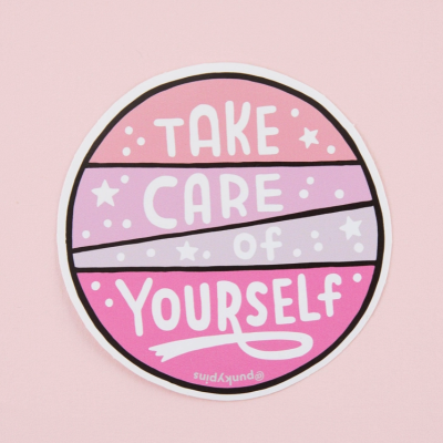 TAKE CARE OF YOURSELF PINK VINYL STICKER PUNKY PINS