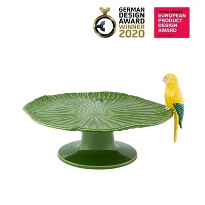 PRATO COM PÉ 34 COM ARARA BORDALLO PINHEIRO