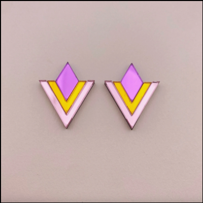 BRINCOS MARGARET - DOURADO AZUL ROSA STUDIO ANNETTE