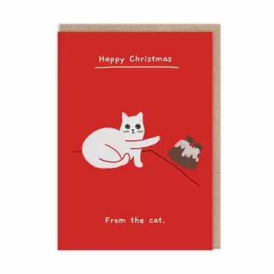 POSTAL "CAT CHRISTMAS PUDDING" OHH DEER