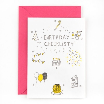 POSTAL "BIRTHDAY CHECKLIST" STUDIO FLASH