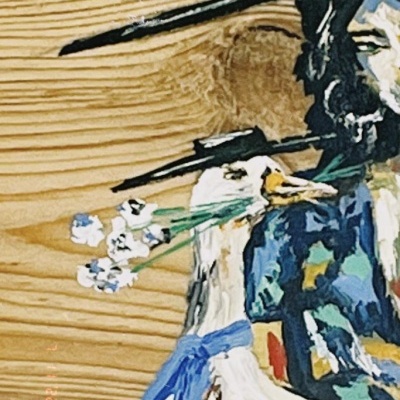 TÁBUA COM SUPORTE MAGNÉTICO "MULHER DE CHAPÉU E GANSO" ISA MARITA