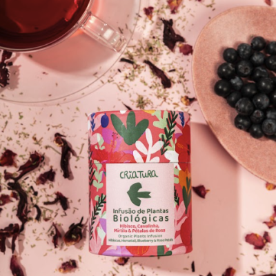 CRIATURA INFUSÃO DE PLANTAS BIOLÓGICAS - HIBISCO, CAVALINHA, MIRTILO & PÉTALAS DE ROSA