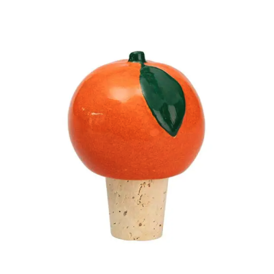 Rolha de cortiça com tampa de cerâmica em forma de laranja
