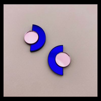 BRINCOS ROSELINE - ROSA E AZUL STUDIO ANNETTE