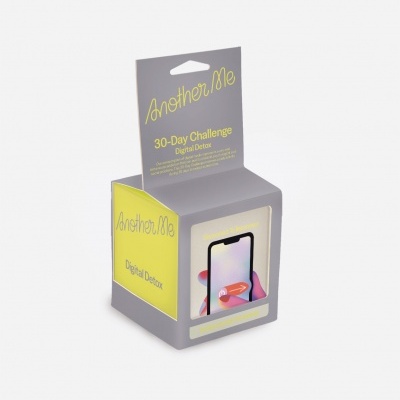 Caixa de produto para desafio digital detox de 30 dias com imagem de telemóvel