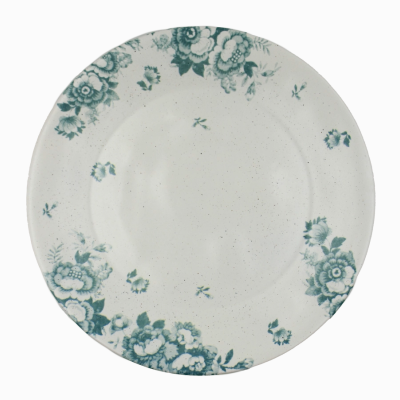 PRATO JANTAR VINTAGE FLOWERS VERDE PÓ DE BARRO