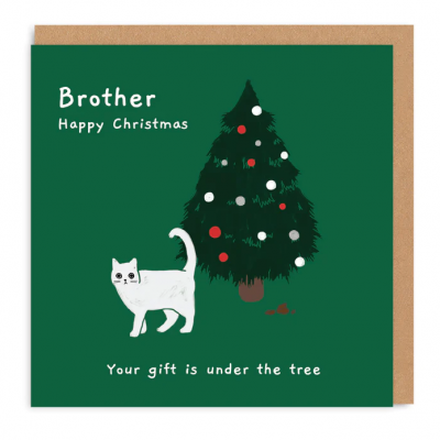 Brother Your Gift is Under the Tree Square Christmas Card