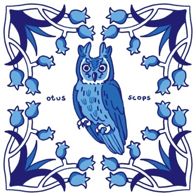 ILUSTRAÇÃO "AZULEJOS DE CASA - OTUS SCOPS" MENDI MENDES