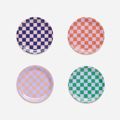 SET OF 4 COASTERS CHECKER BLU KAT