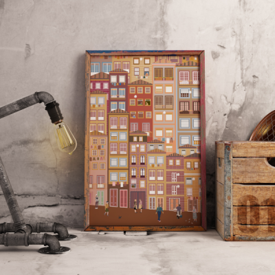 POSTER "CASARIO DA RIBEIRA NO PORTO" 100% PORTUGAL