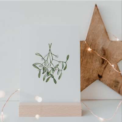 WATERCOLOR CARD MISTLETOE