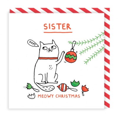 Sister Meowy Square Christmas Card