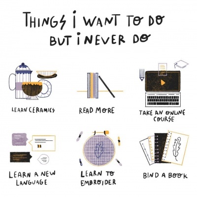 ILUSTRAÇÃO "THINGS I WANT TO DO BUT I NEVER DO" - CATPIVARA