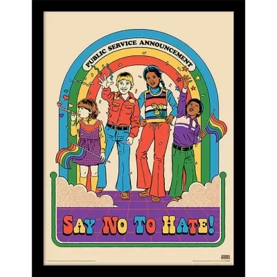 POSTER 30X40 COM MOLDURA "SAY NO TO HATE" PYRAMID INTERNATIONAL