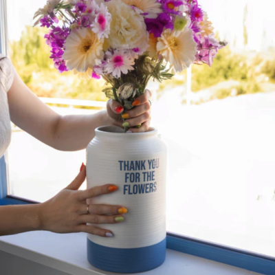 VASO GRANDE "THANK YOU FOR THE FLOWERS - AZUL" FISURA