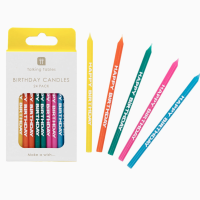 Velas De Feliz Aniversário Arco-Íris | Pacote 24 | TALKING TABLE