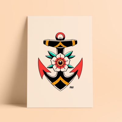 ILUSTRAÇÃO "ANCHOR FLOWER" ZEROS TATTOO