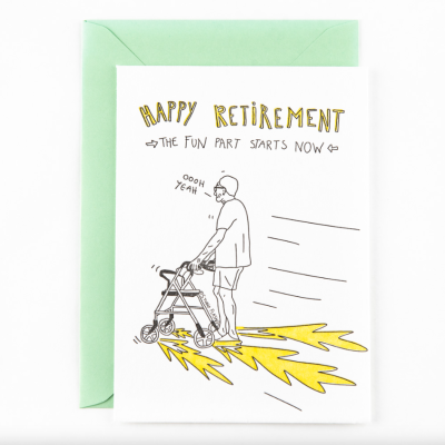 POSTAL "HAPPY RETIREMENT, THE FUN PART STARTS NOW" STUDIO FLASH