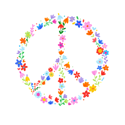 ILUSTRAÇÃO "PEACE AND FLOWERS" KIKA