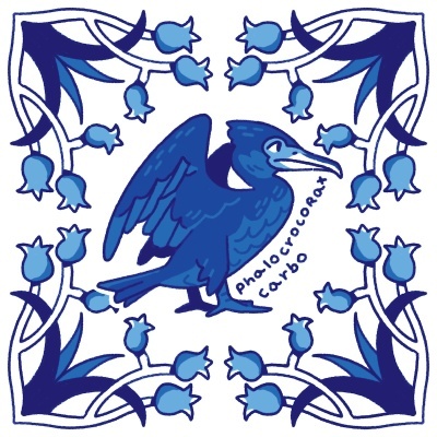 ILUSTRAÇÃO "AZULEJOS DE CASA - PHALOCROCORAX CARBO" MENDI MENDES