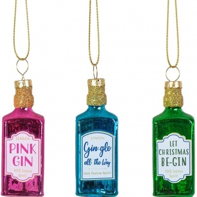 Gin Bottles Mini Bauble Set