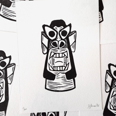 LINOGRAVURA "CARRANCA VAMPIRA" JEFFERSON RIB