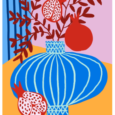 ILUSTRAÇÃO "JUICE POMEGRANATE FRUITS" TERESA REGO