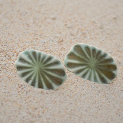 OVAL GREEN PORCELAIN EARRINGS TANYKERAMI