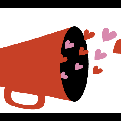 AUTOCOLANTE "MEGAFONE DE CORAÇÕES" CRISTINA MOREIRA