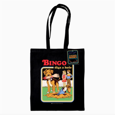 TOTE BAG PRETA "BINGO DIGS A HOLE" PYRAMID INTERNATIONAL