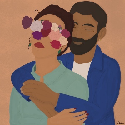 AZULEJO "ENTRE TEUS BRAÇOS FLORESÇO" GHIZLAINE LAHROUGUI