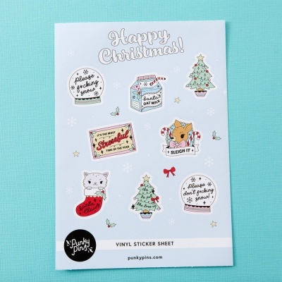VINYL STICKER SHEET A5 "HAPPY CHRISTMAS" PUNKY PINS