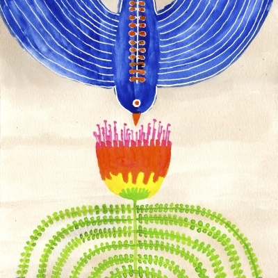 ILUSTRAÇÃO "PÁSSARO AZUL COM FLOR" JOANA NOBREGA