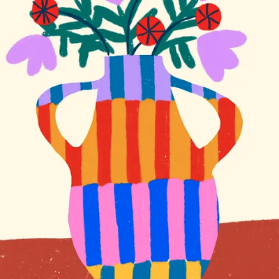 ILUSTRAÇÃO "STRIPED VASE WITH HANDLES" TERESA REGO