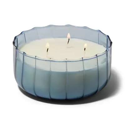 RIPPLE GLASS CANDLE (340G) - PEPPERED INDIGO DESIGNWORKS COLLECTIVE