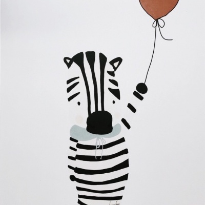 ILUSTRAÇÃO INFANTIL "ZEBRA COM BALÃO" LEONOR FEIJÓ