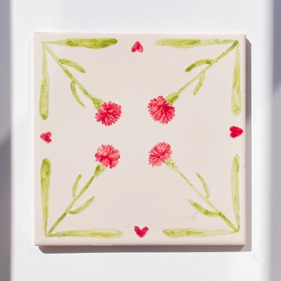 AZULEJO ORIGINAL "CRAVO, UMA FLOR ESPECIAL" CLÁUDIA PENA