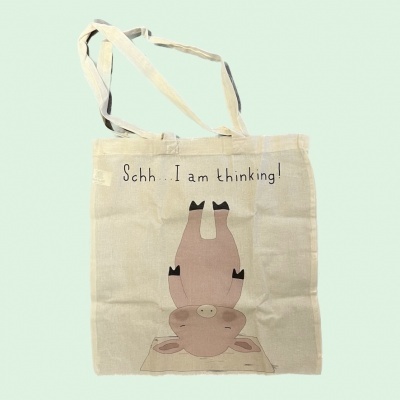 TOTE BAG INFANTIL "PORCO - SCHH...I AM THINKING" LEONOR FEIJÓ