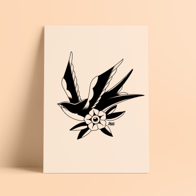 ILUSTRAÇÃO "SWALLOW" ZEROS TATTOO