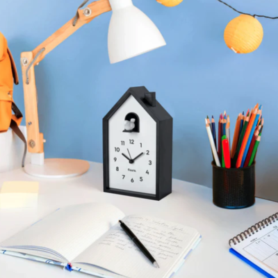 RELÓGIO PAREDE DESPERTADOR "CUCU - PRETO/BRANCO" FISURA