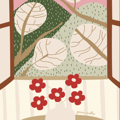 ILUSTRAÇÃO VERMELHO "DA MINHA JANELA" JOANA MOLHO