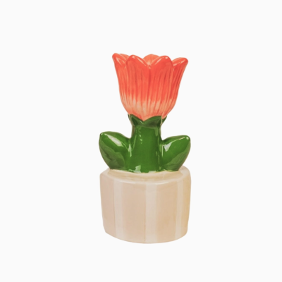 Candle Holder - Tulip - Stoneware- Sand/Orange- House Vitamin