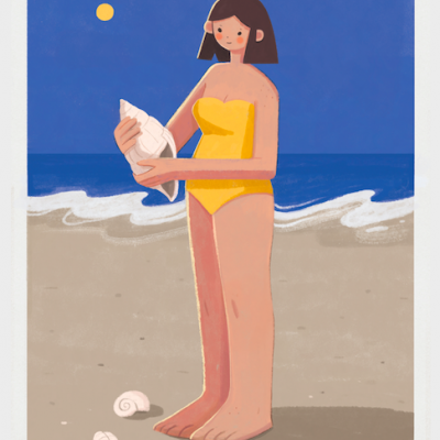 ILUSTRAÇÃO "APANHAR BÚZIOS AO SOL" SOFIA MURTEIRA