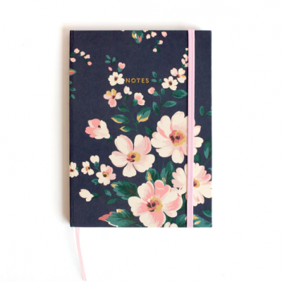 Autumn Navy Floral A5 Clothbound Notebook